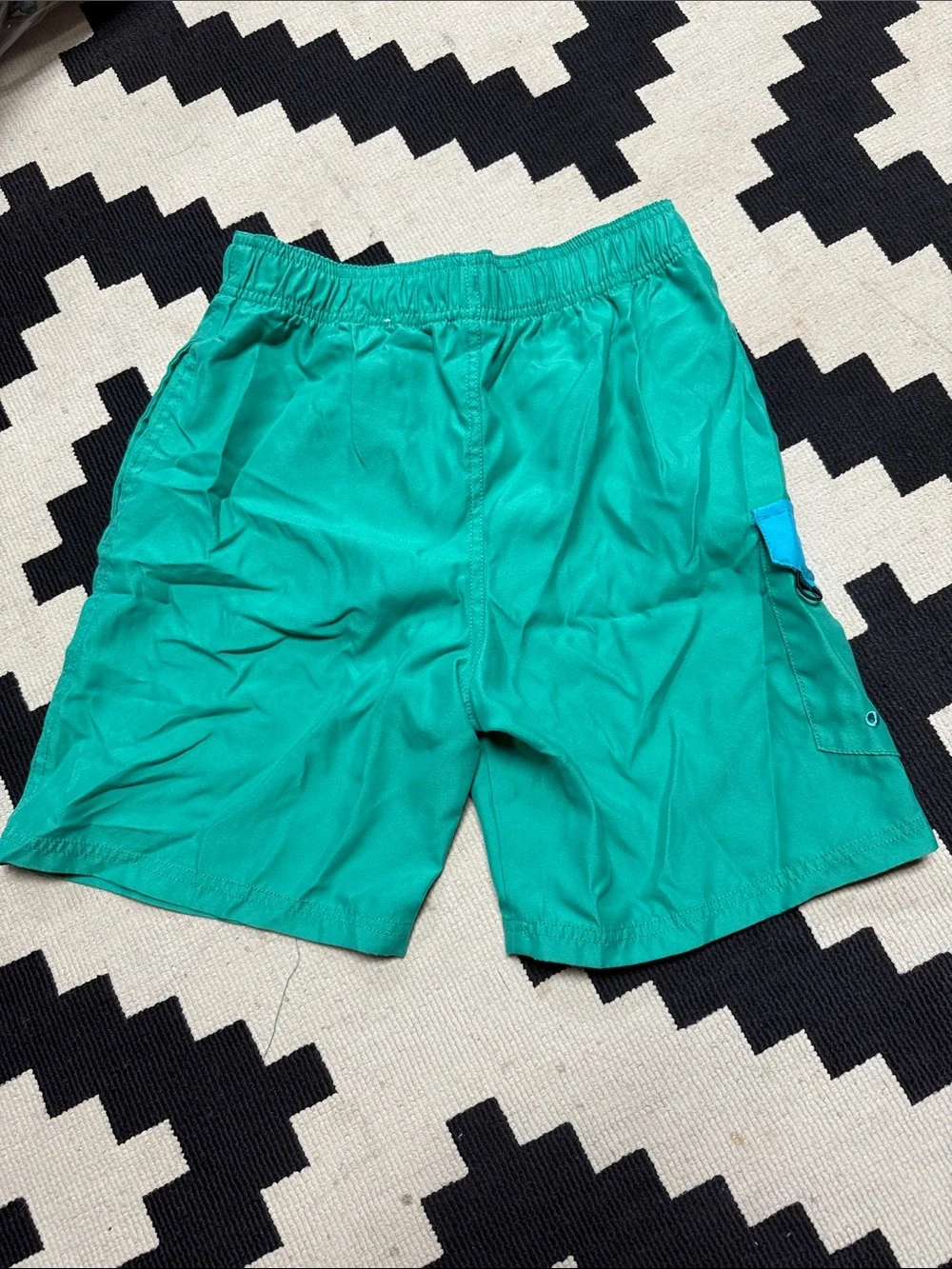 Kids Green Cargo Shorts & Blue Shark Print Swim Trunks - Set